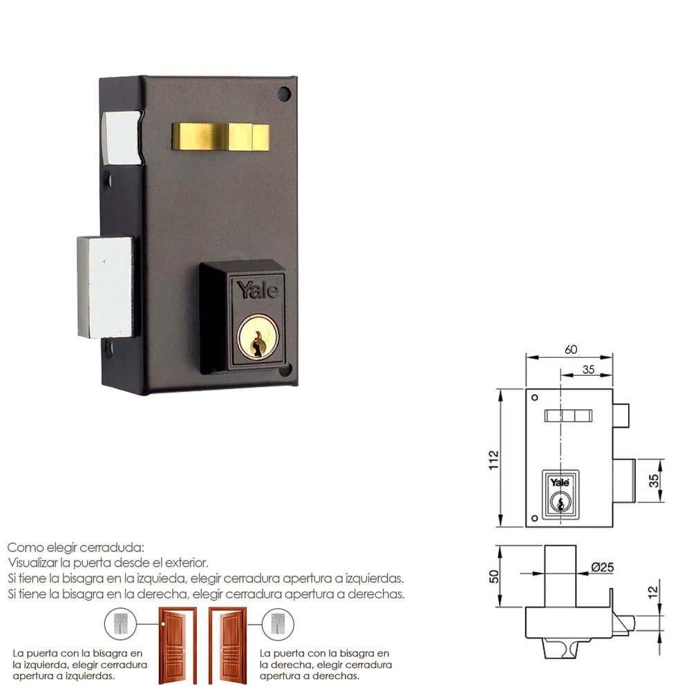 Cerradura Yale 56-a/hpr/60/ Izquierda 2 Cerradura Yale 56-a/hpr/60/ Izquierda