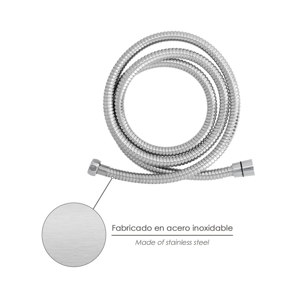 Flexo / Manguera Ducha Extensible Acero Inoxidable 1,7 a 2 Metros Accesorios de Latón. Flexible, Resistente a Torceduras, 4 Flexo / Manguera Ducha Extensible Acero Inoxidable 1,7 a 2 Metros Accesorios de Latón. Flexible, Resistente a Torceduras,