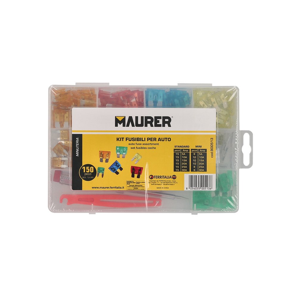Kit de Fusibles de Coche, 150 Pcs, Extractor de Fusibles para Coche, Caravanas, Furgoneta, Moto, Barcos (5A 10A 15A 20A 25A 30A)