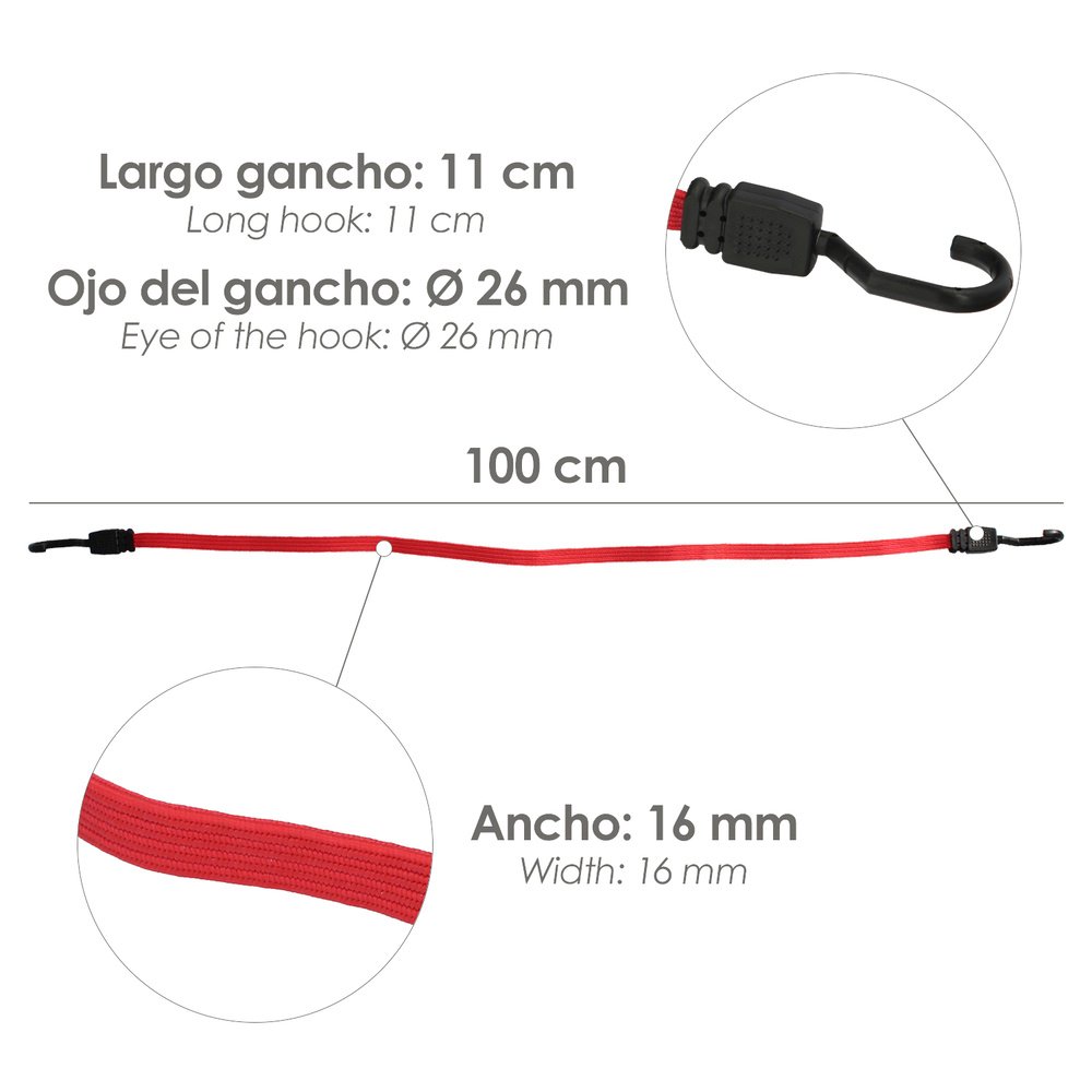 Pulpo De Goma Plano Reforzado 1,0 Metro (2 Unidades) 100% Latex, Capacidad Amarre 200 Newtons Gomas Elasticas, Cuerda Elastica, 2 Pulpo De Goma Plano Reforzado 1,0 Metro (2 Unidades) 100% Latex, Capacidad Amarre 200 Newtons Gomas Elasticas, Cuerda Elastica,