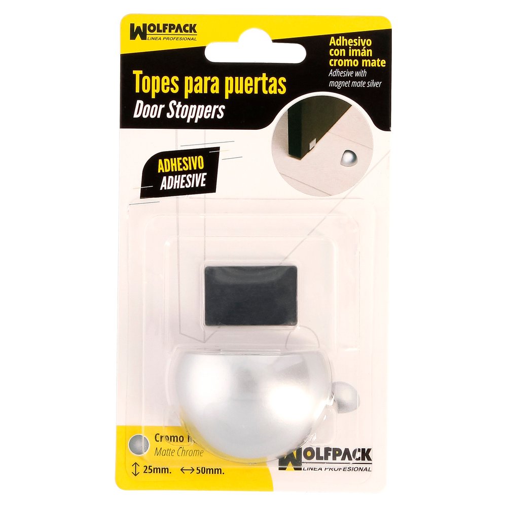 Tope Puerta Adhesivo con Imán Retenedor Cromo Mate 4 Tope Puerta Adhesivo con Imán Retenedor Cromo Mate