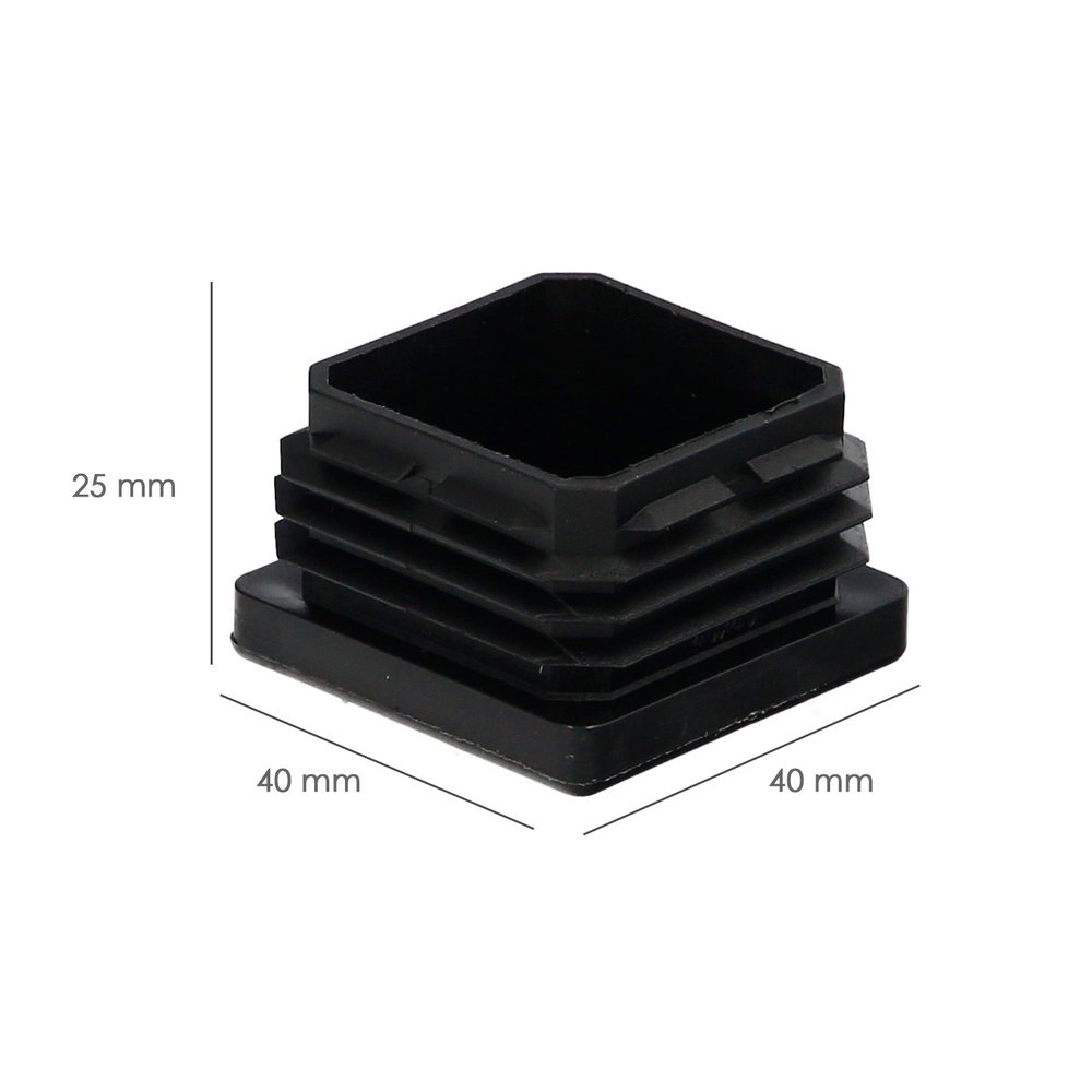 Contera Interior Plastico Cuadrada 40x40 mm. Color Negro. Bolsa 100 Unidades. Contera Mesa, Silla, Muebles, Estanteria 2 Contera Interior Plastico Cuadrada 40x40 mm. Color Negro. Bolsa 100 Unidades. Contera Mesa, Silla, Muebles, Estanteria
