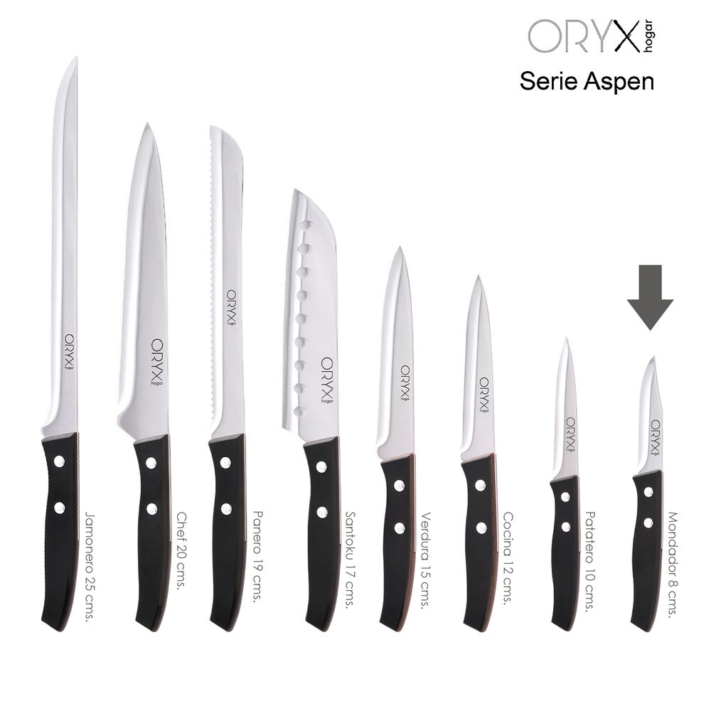 Cuchillo Aspen Mondador Hoja Acero Inoxidable 8 cm. Negro