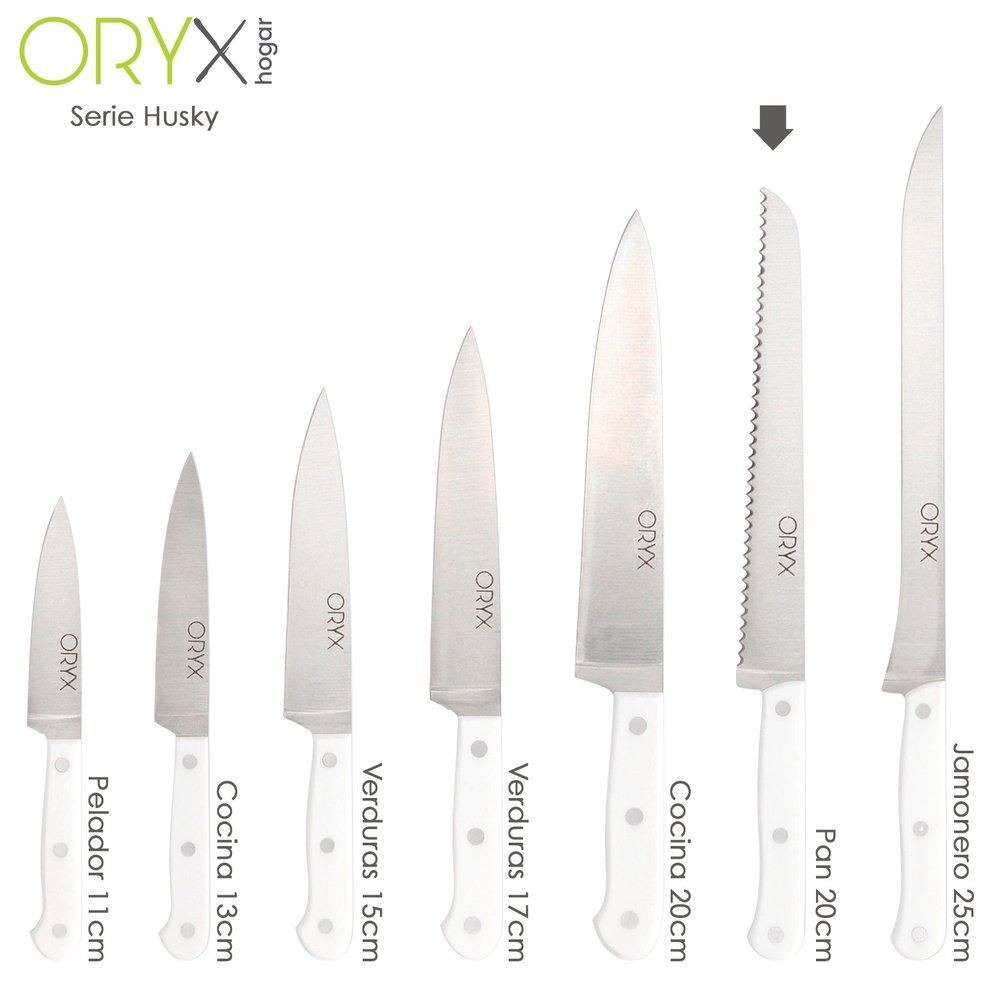 Cuchillo Husky Panero 21 cm. Hoja Acero Inoxidable, Cuchillo Pan , Cuchillo Cortar Pan Mango Ergonomico Blanco 5 Cuchillo Husky Panero 21 cm. Hoja Acero Inoxidable, Cuchillo Pan , Cuchillo Cortar Pan Mango Ergonomico Blanco