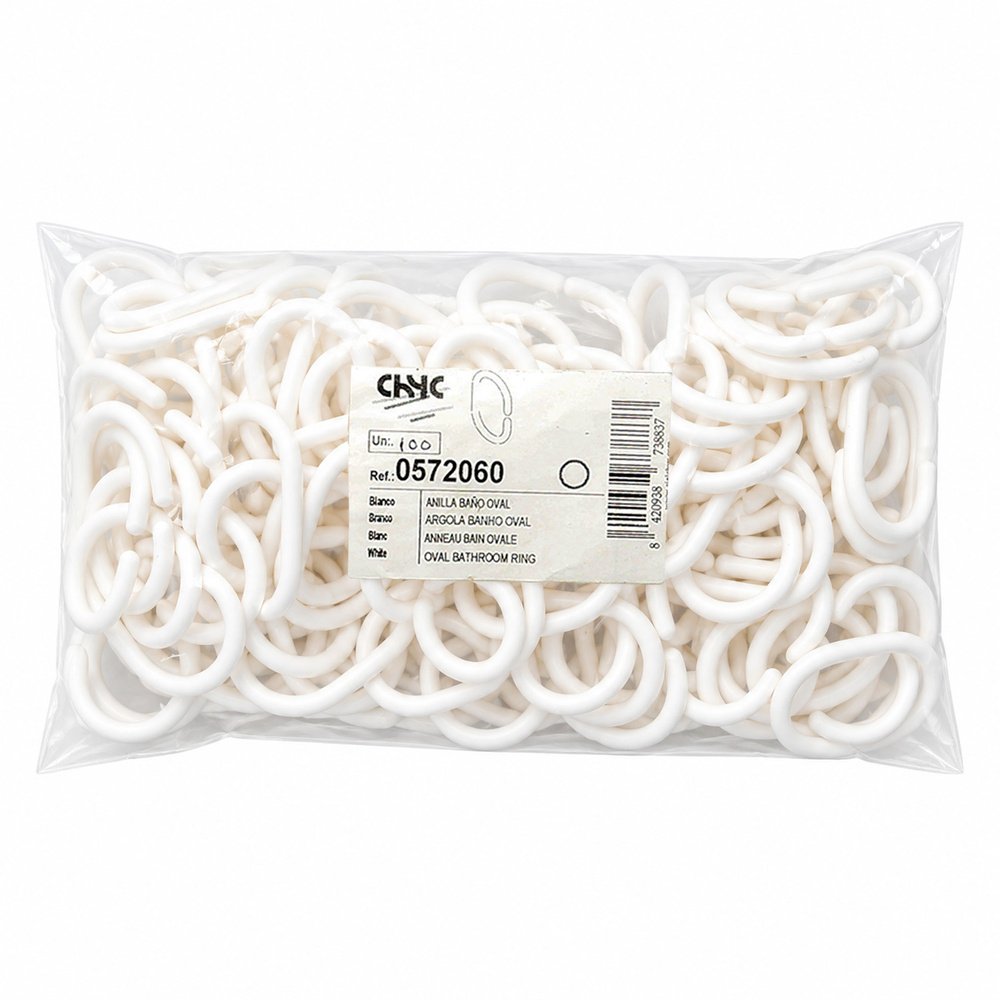 Anillas Para Cortinas de Ducha Oval. Anilla Baño Oval 18 mm. Blanca (Bolsa 100 Unidades) 6 Anillas Para Cortinas de Ducha Oval. Anilla Baño Oval 18 mm. Blanca (Bolsa 100 Unidades)