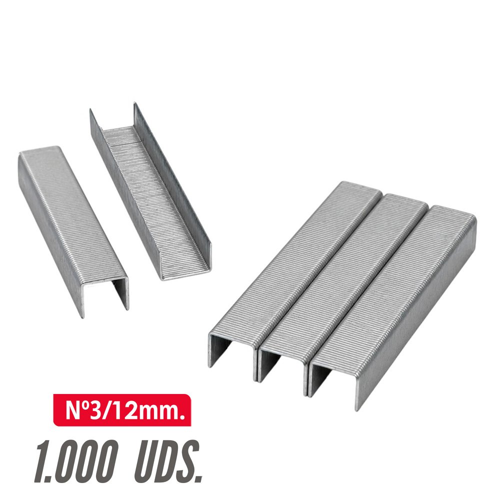 Grapas para grapadora Nº 3. Tamaño 12 mm. (PAquete 1.000 unidades) Grapas Nº 3 Para Grapadora Manual / Electrica 4 Grapas para grapadora Nº 3. Tamaño 12 mm. (PAquete 1.000 unidades) Grapas Nº 3 Para Grapadora Manual / Electrica