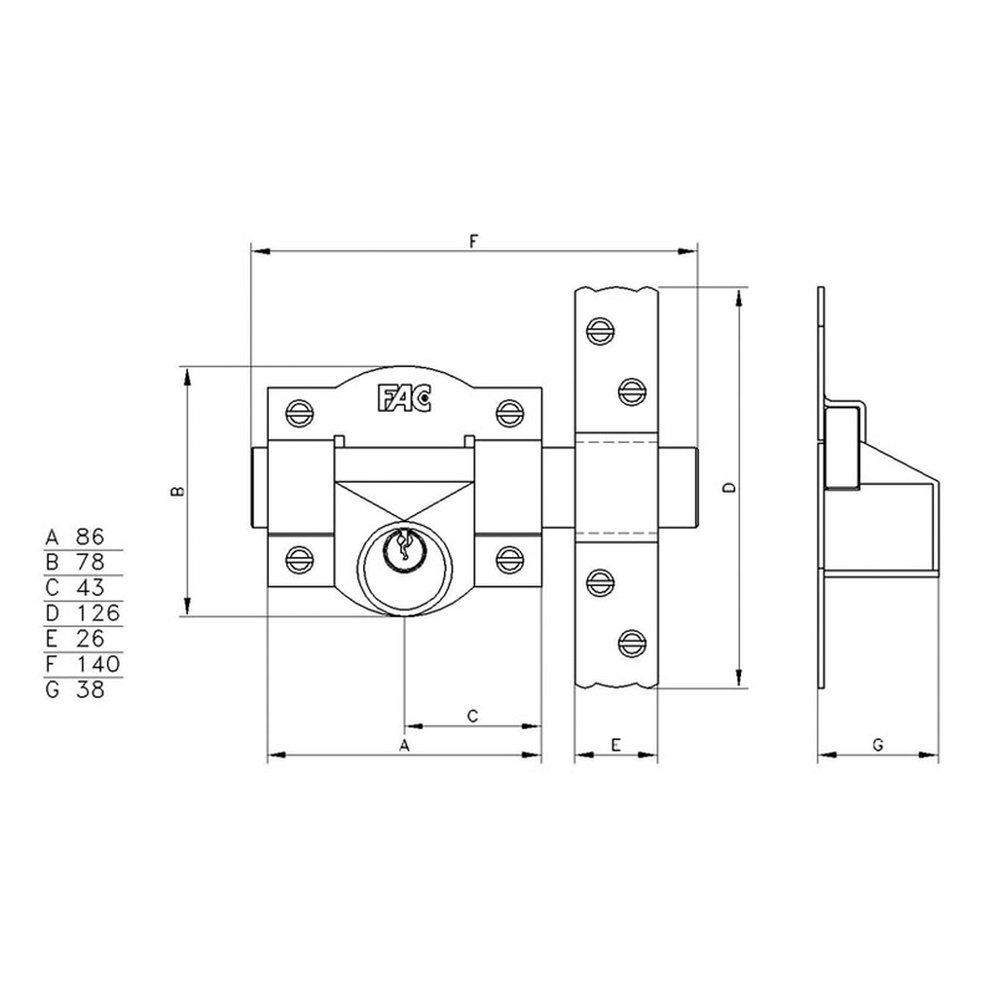 Cerrojo Fac  91-c/ 80-p