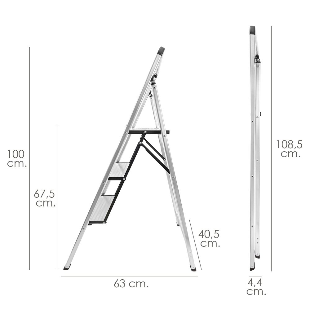 Escalera Plana Aluminio 3 Peldaños 2 Escalera Plana Aluminio 3 Peldaños