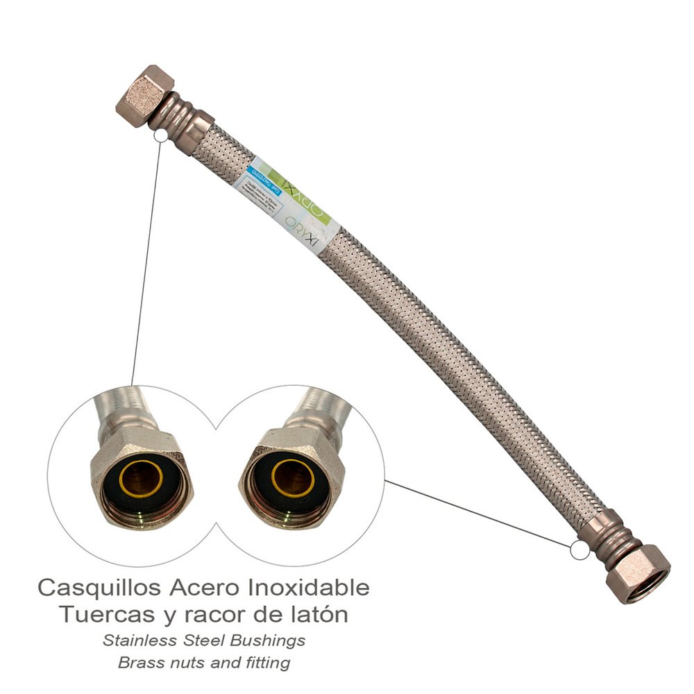 Latiguillo Flexible Reforzado Acero Inoxidable Termo Hembra 1/2" - Hembra 1/2" Longitud 500 mm