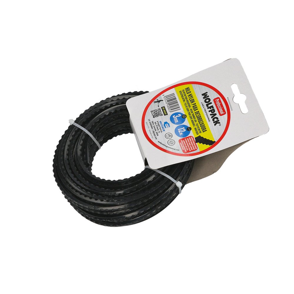 Hilo Nylon / Aluminio Dentadado Cuadrado Profesional Ø 3,0 mm. (Rollo 12 metros)